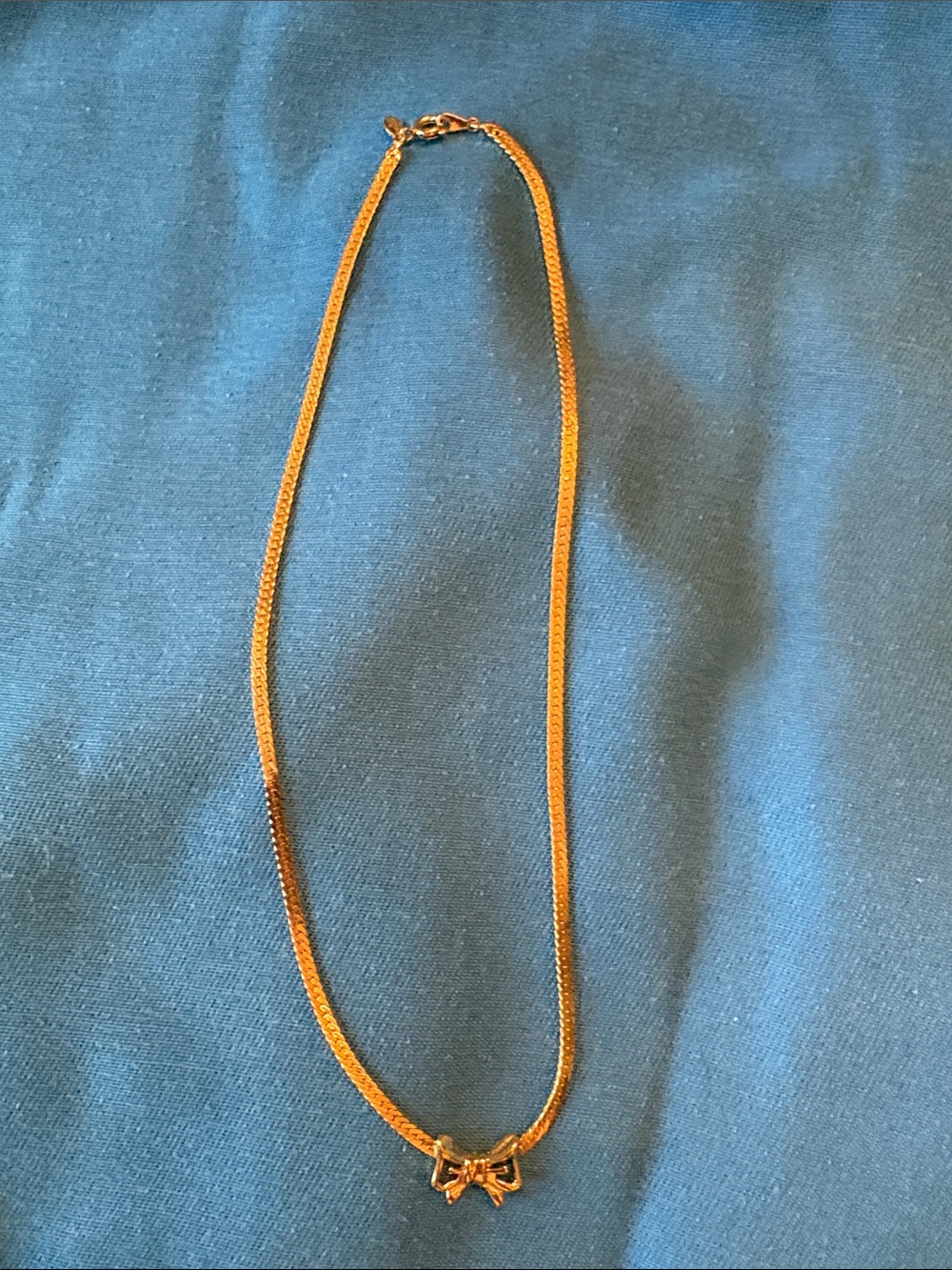 Vintage GIVENCHY Gold plated Bow Herringbone necklace